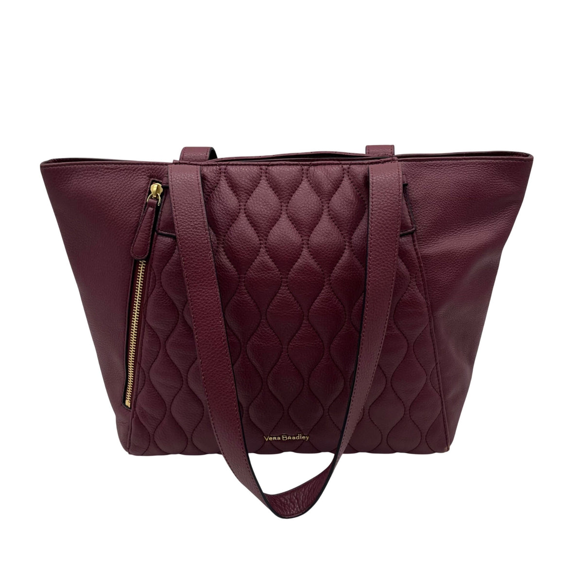 Vera Bradley Burgundy Quilted Leather Tote Bag