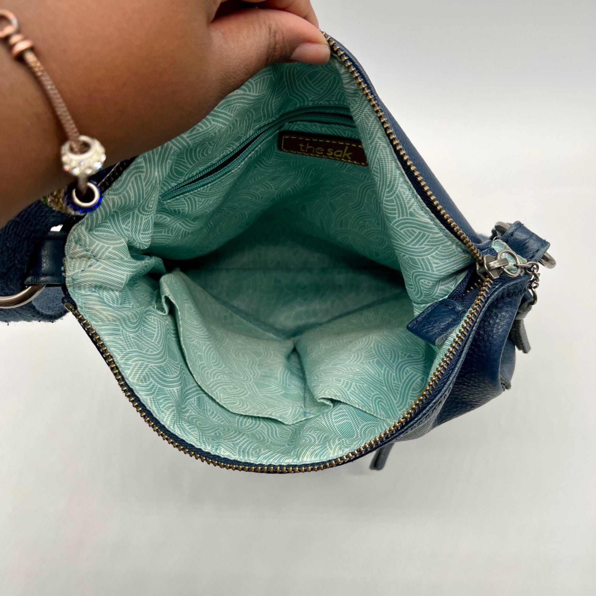 The Sak Blue Leather Crossbody Bag