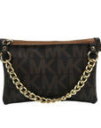 Michael Kors Brown Coated Canvas Monogram Chain Belt Bag