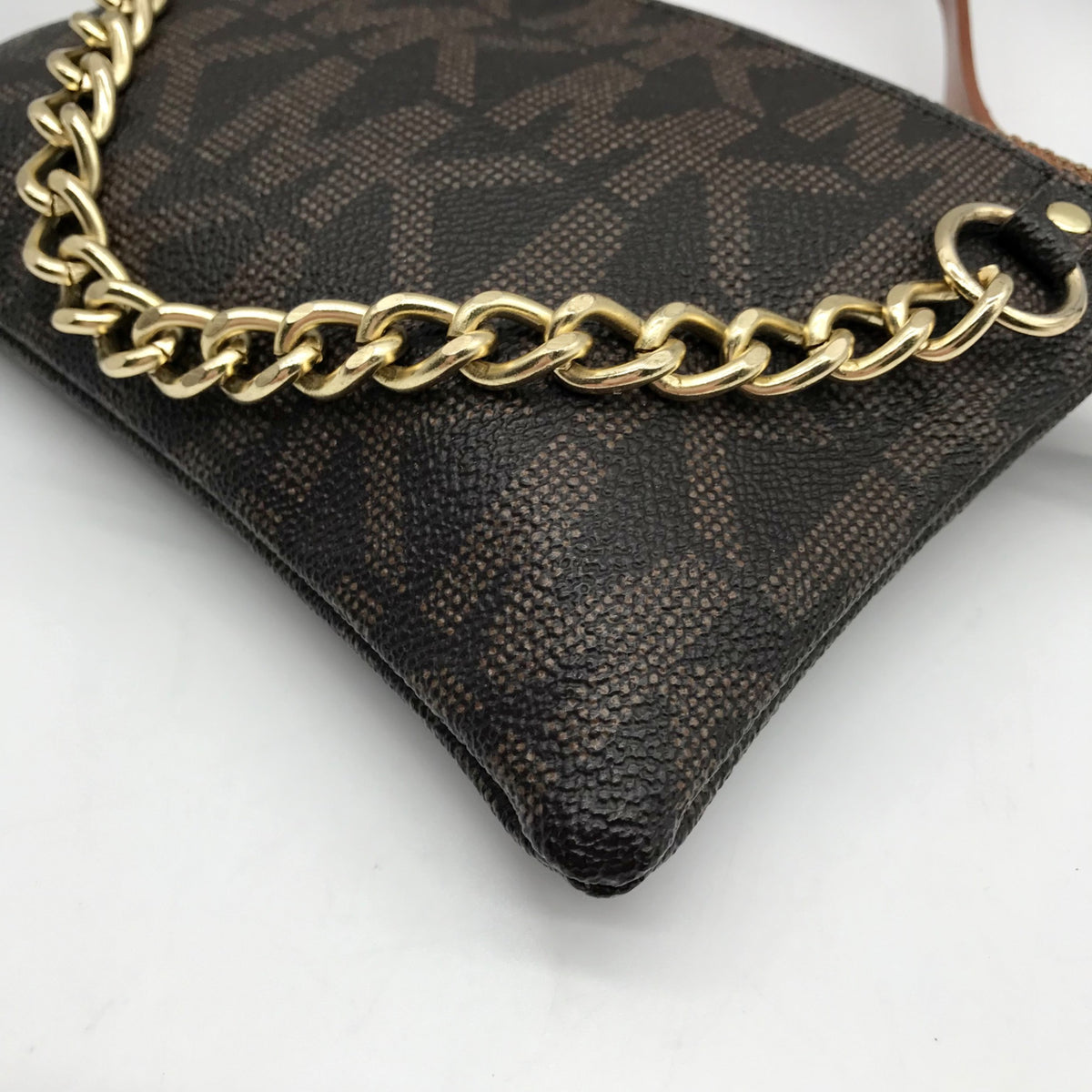 Michael Kors Brown Coated Canvas Monogram Chain Belt Bag