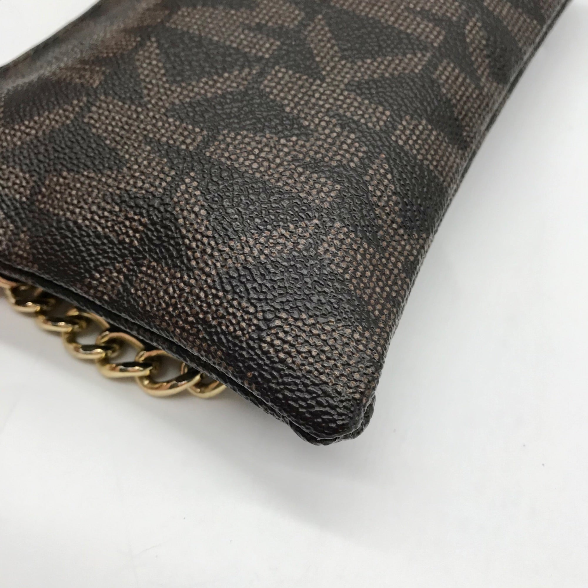 Michael Kors Brown Coated Canvas Monogram Chain Belt Bag