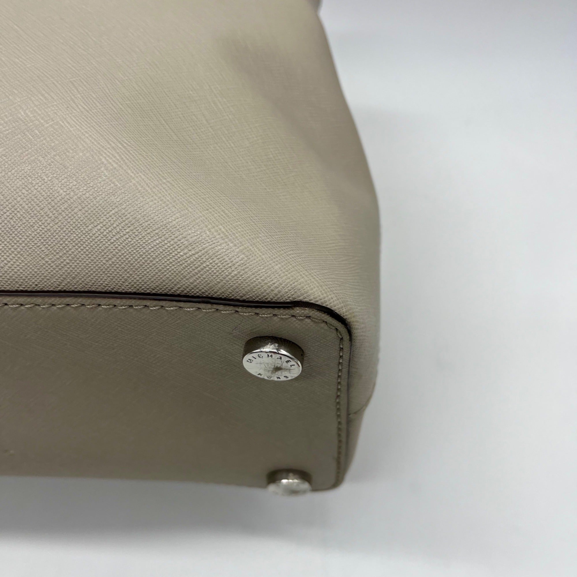 Michael Kors Gray Saffiano Leather Savannah Satchel Bag