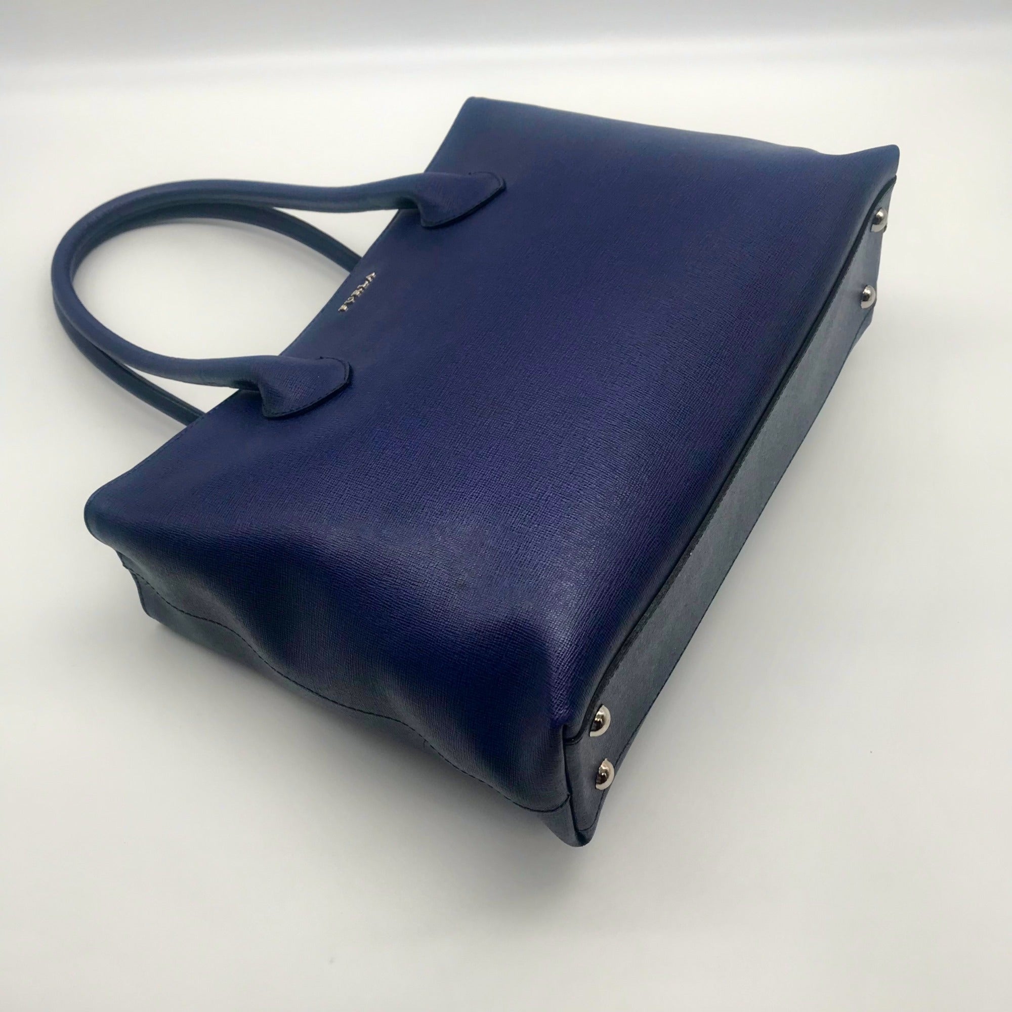 Furla Notturno Deep Blue Saffiano Leather Martha Tote