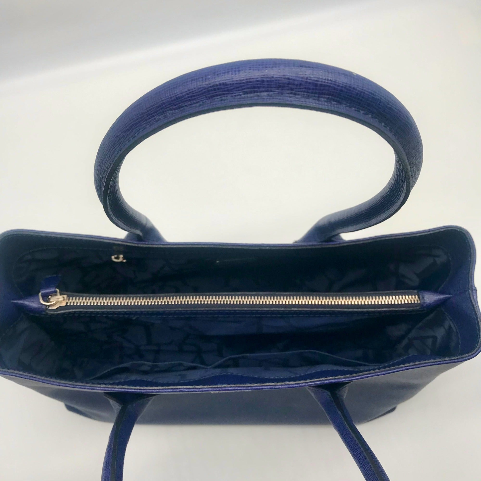 Furla Notturno Deep Blue Saffiano Leather Martha Tote