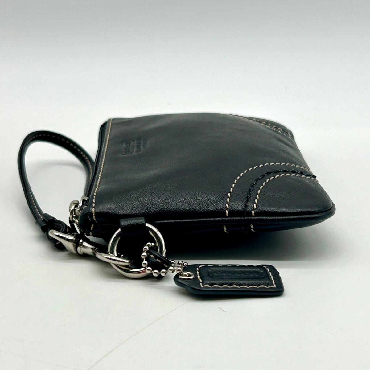 Coach Vintage Black Leatherware Small Zip Wristlet