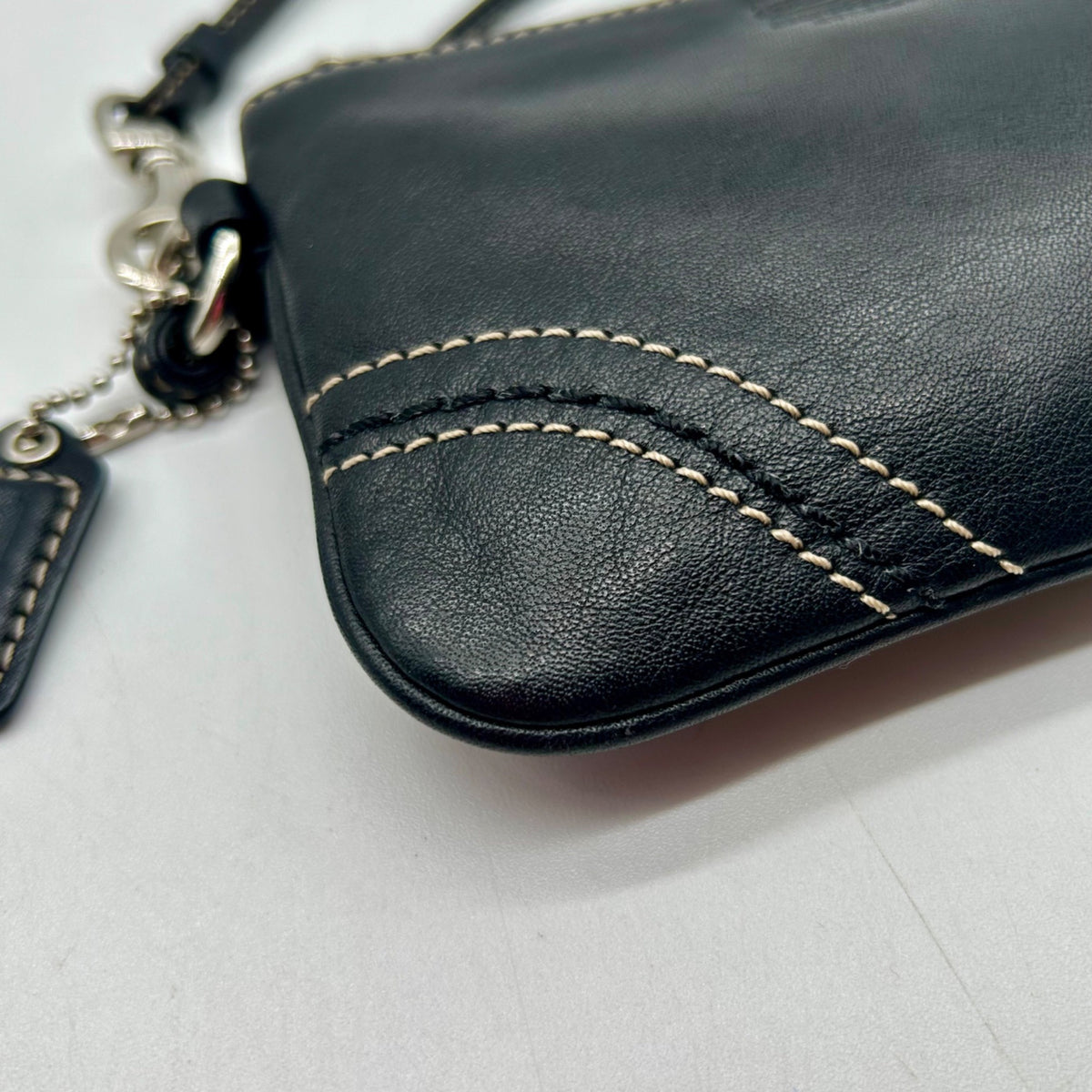 Coach Vintage Black Leatherware Small Zip Wristlet