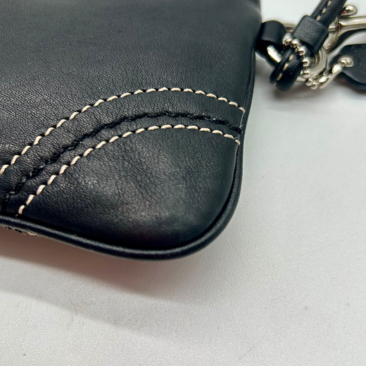 Coach Vintage Black Leatherware Small Zip Wristlet