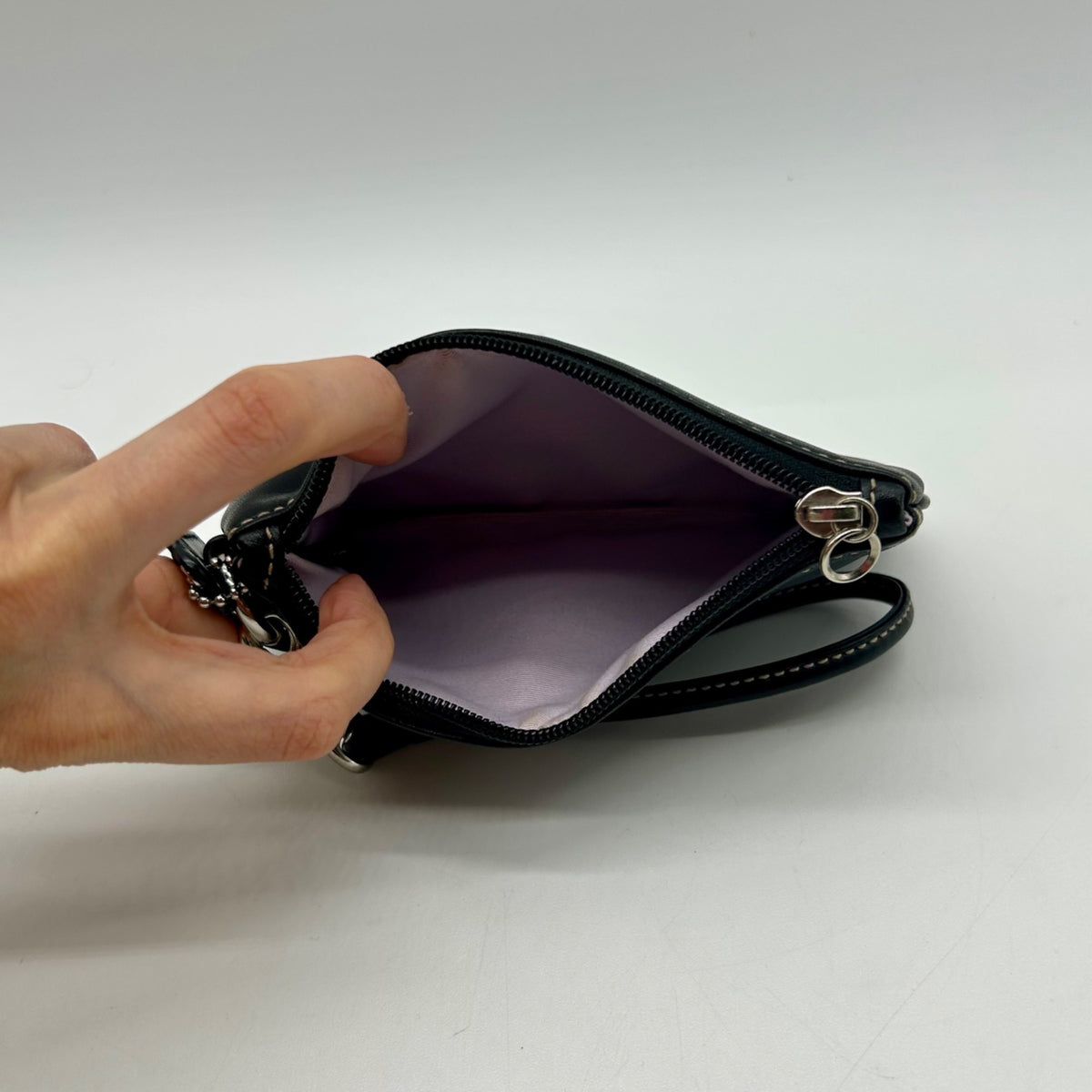 Coach Vintage Black Leatherware Small Zip Wristlet
