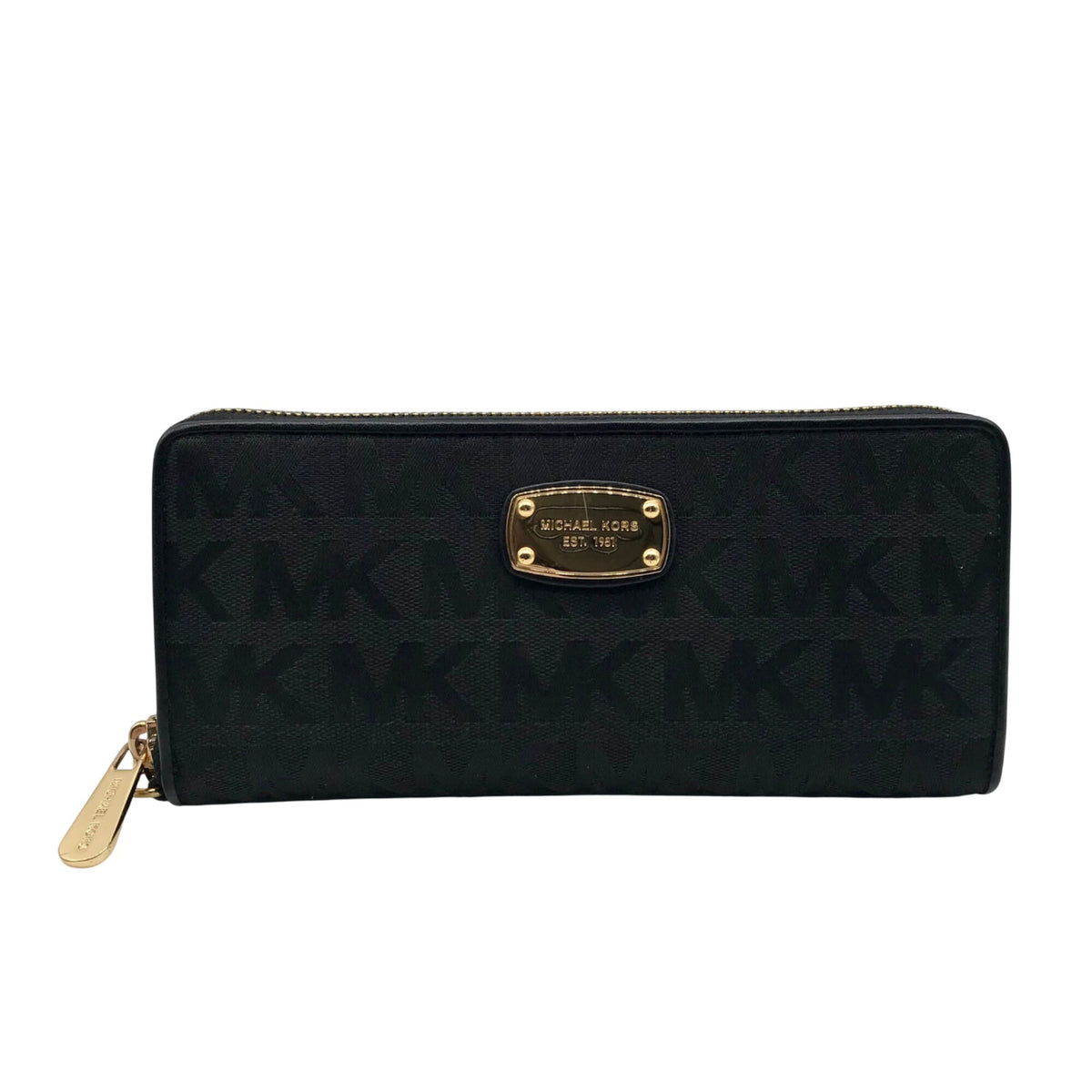 Michael Kors Black Monogram Canvas Jet Set Travel Continental Wallet