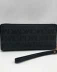 Michael Kors Black Monogram Canvas Jet Set Travel Continental Wallet