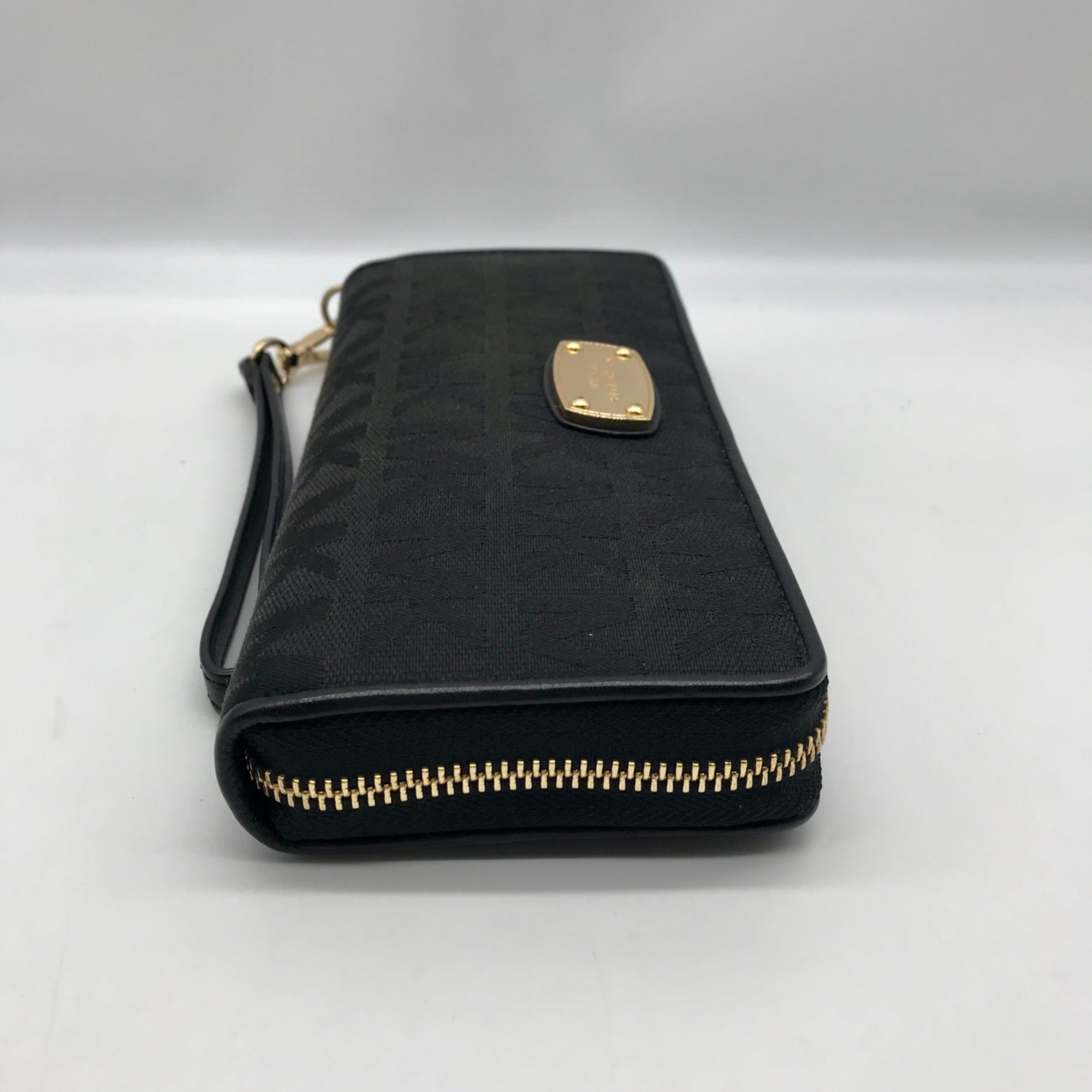 Michael Kors Black Monogram Canvas Jet Set Travel Continental Wallet