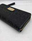 Michael Kors Black Monogram Canvas Jet Set Travel Continental Wallet