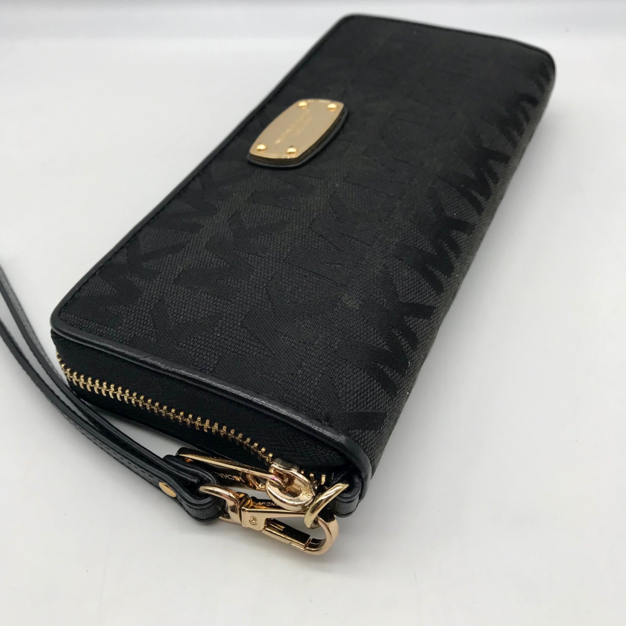 Michael Kors Black Monogram Canvas Jet Set Travel Continental Wallet