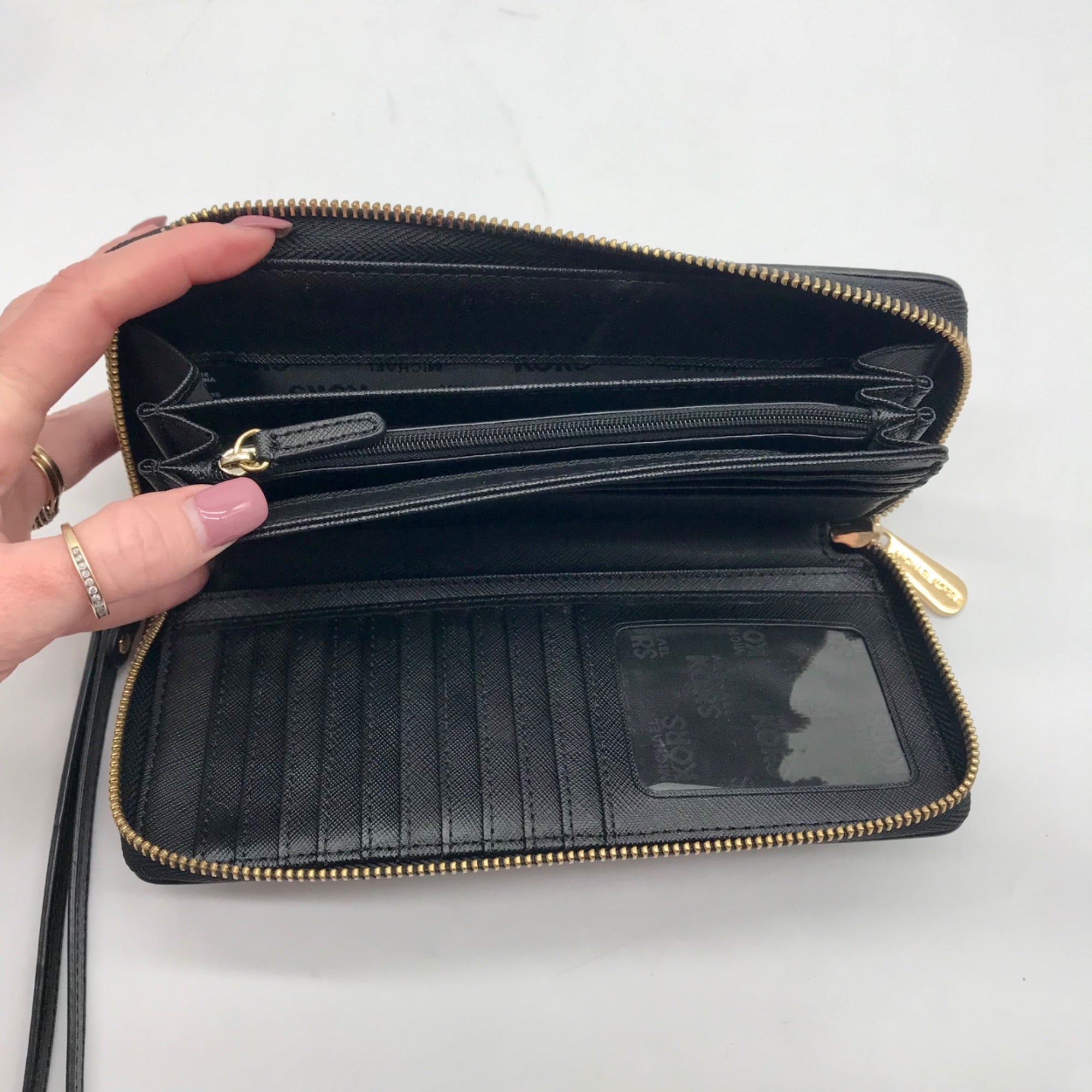 Michael Kors Black Monogram Canvas Jet Set Travel Continental Wallet