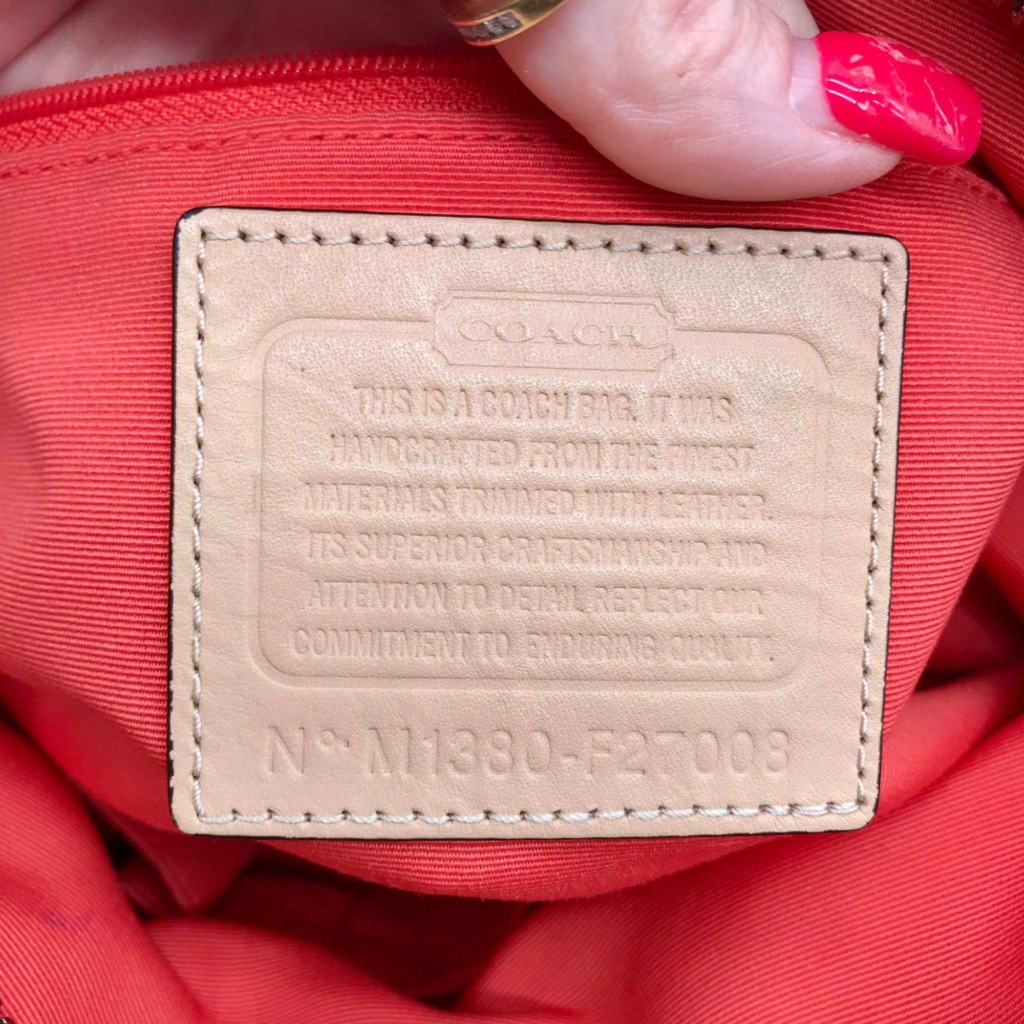 Coach Khaki and Orange Signature Canvas Stripe File Tote Bag F27008