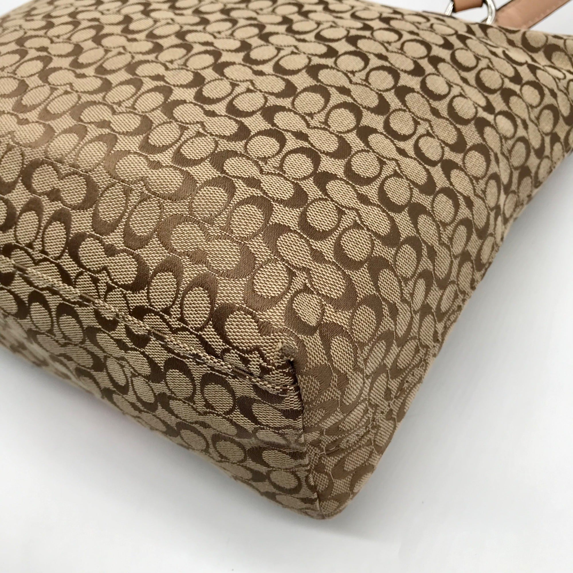 Coach Khaki and Orange Signature Canvas Stripe File Tote Bag F27008