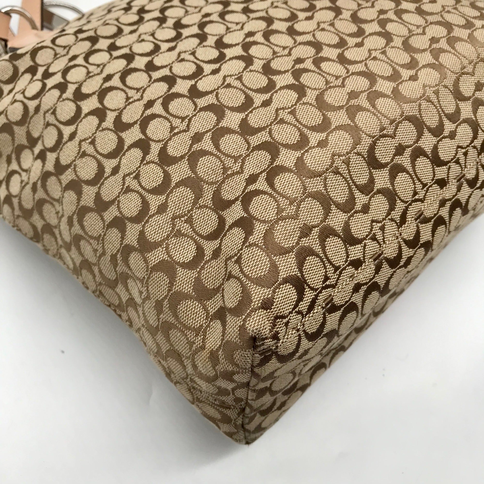 Coach Khaki and Orange Signature Canvas Stripe File Tote Bag F27008