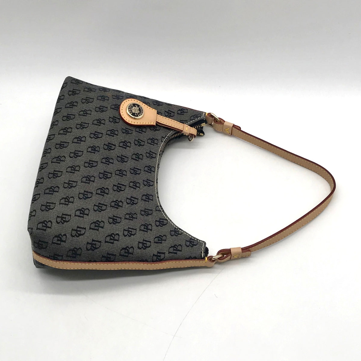 Dooney &amp; Bourke Grey Signature Canvas Hobo Shoulder Bag
