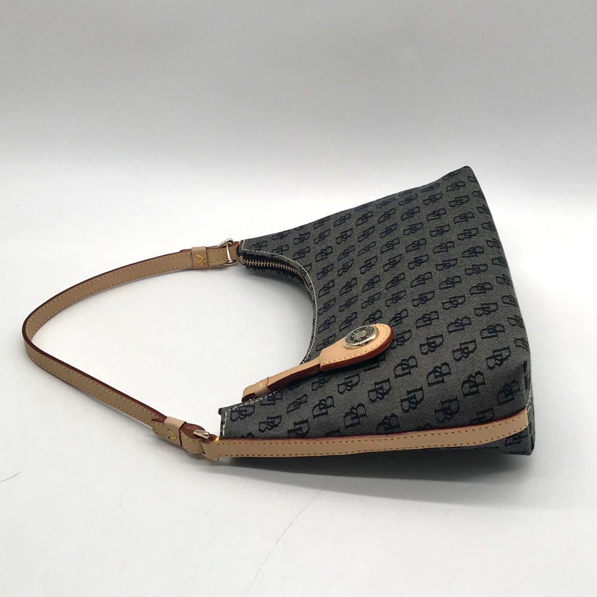 Dooney &amp; Bourke Grey Signature Canvas Hobo Shoulder Bag
