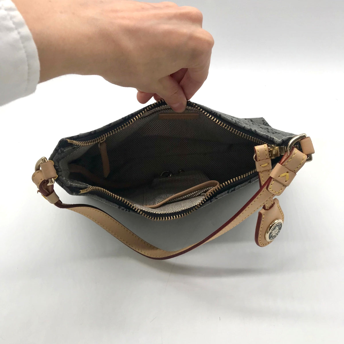 Dooney &amp; Bourke Grey Signature Canvas Hobo Shoulder Bag