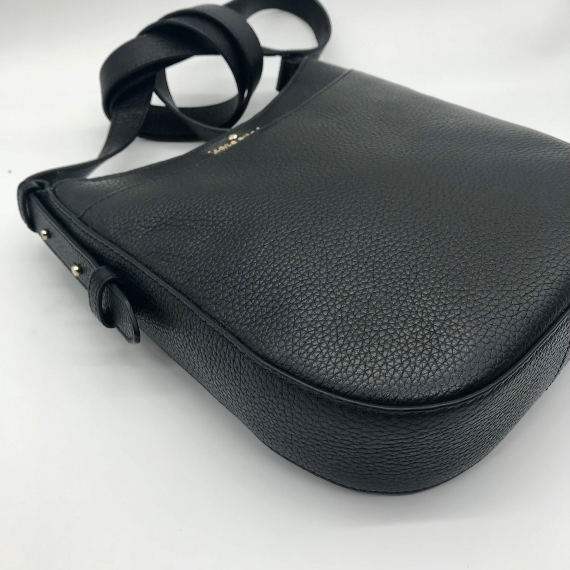 Kate Spade Black Pebbled Leather Leila North South  Crossbody Bag