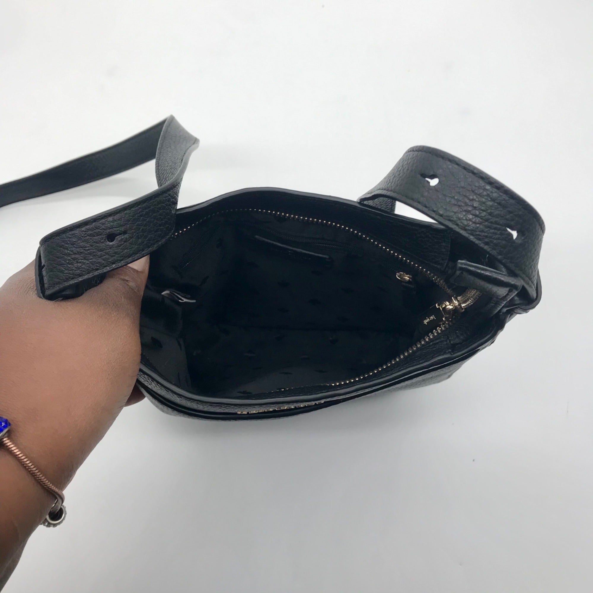 Kate Spade Black Pebbled Leather Leila North South  Crossbody Bag