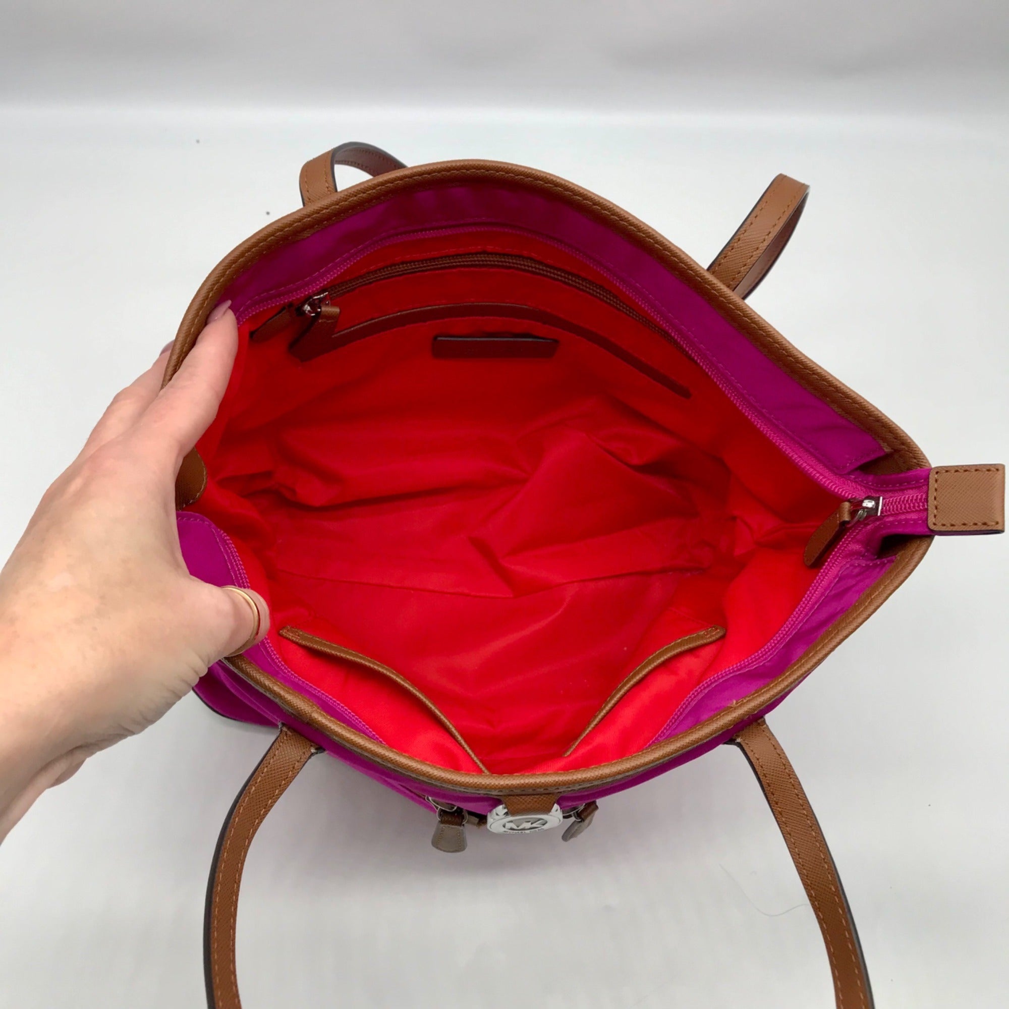Michael Kors Purple Nylon &amp; Leather Pocket Tote