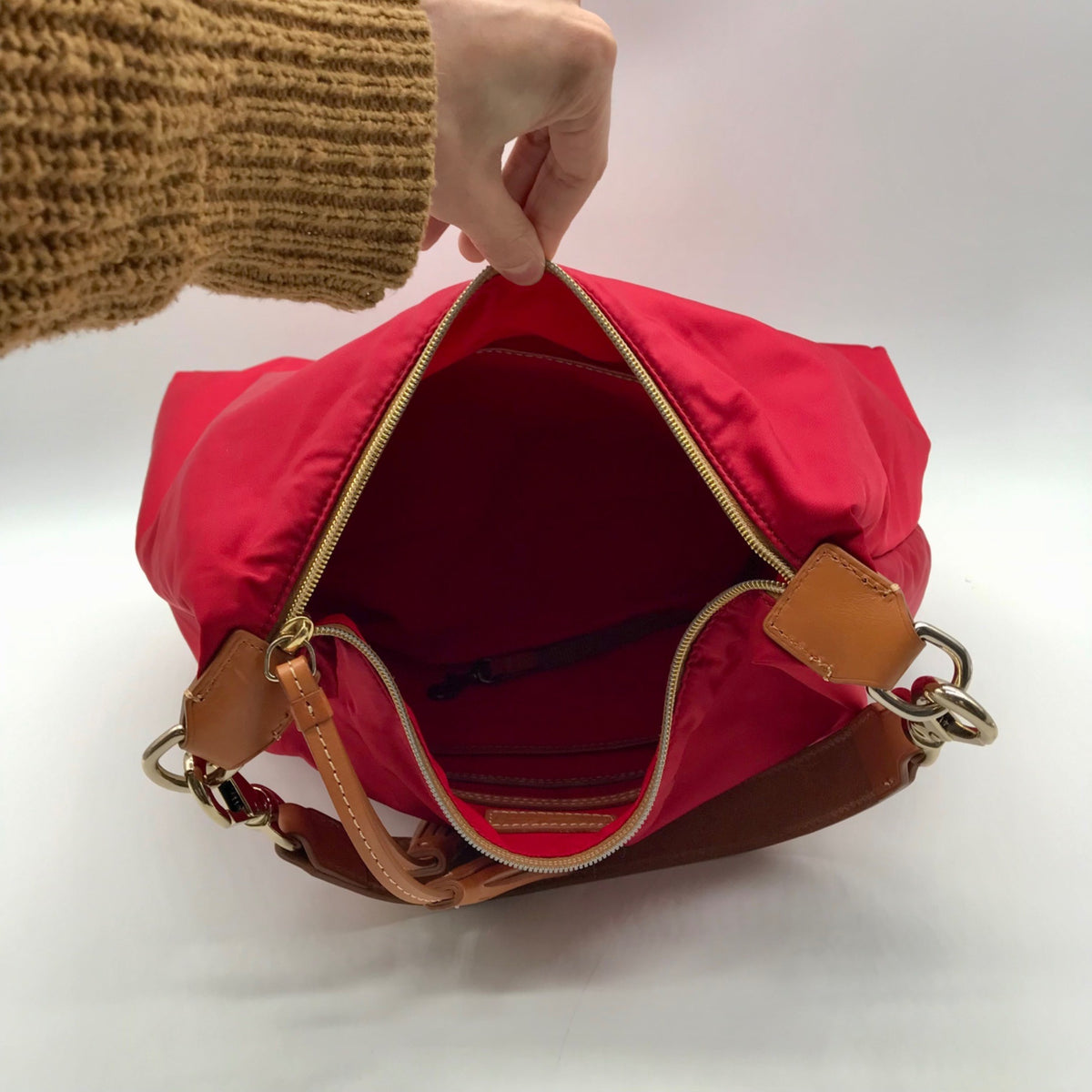 Dooney &amp; Bourke Red Nylon Wayfarer Hobo Bag