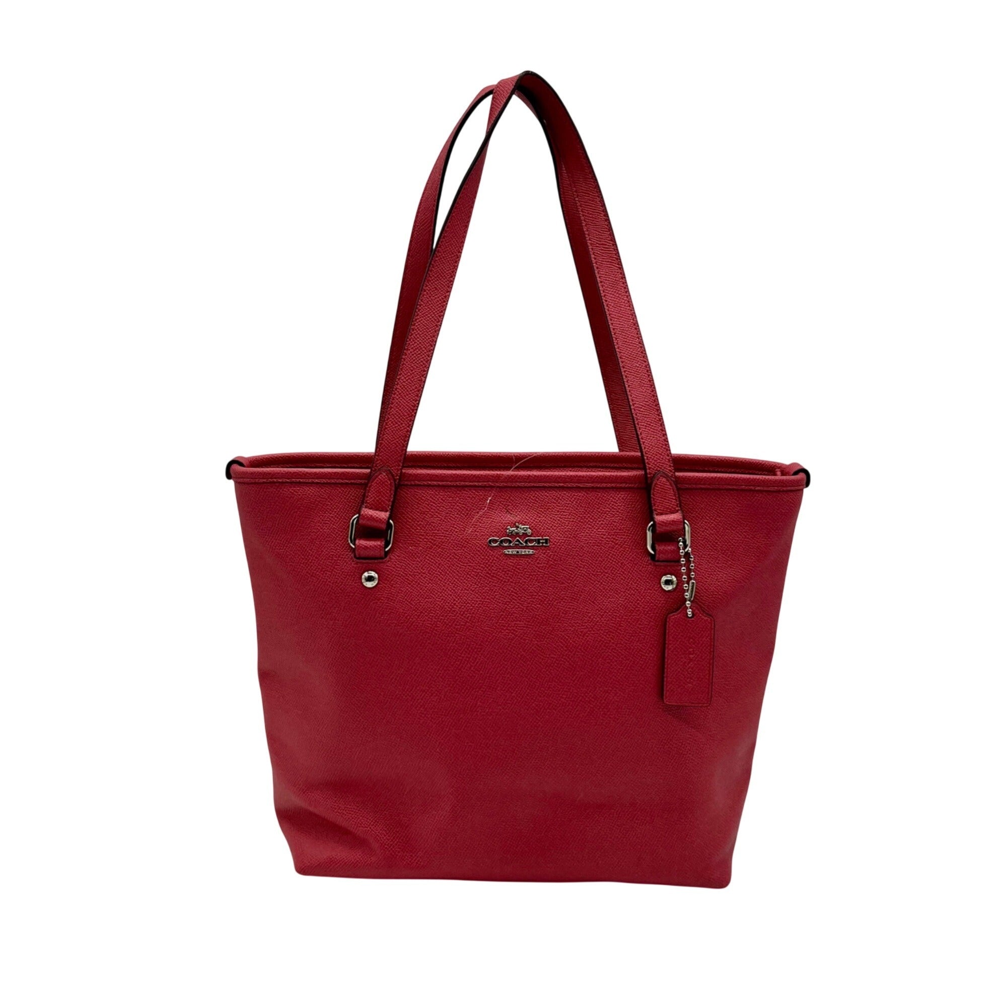 Coach Pink Pebbled Leather Zip Top Tote Bag F57789