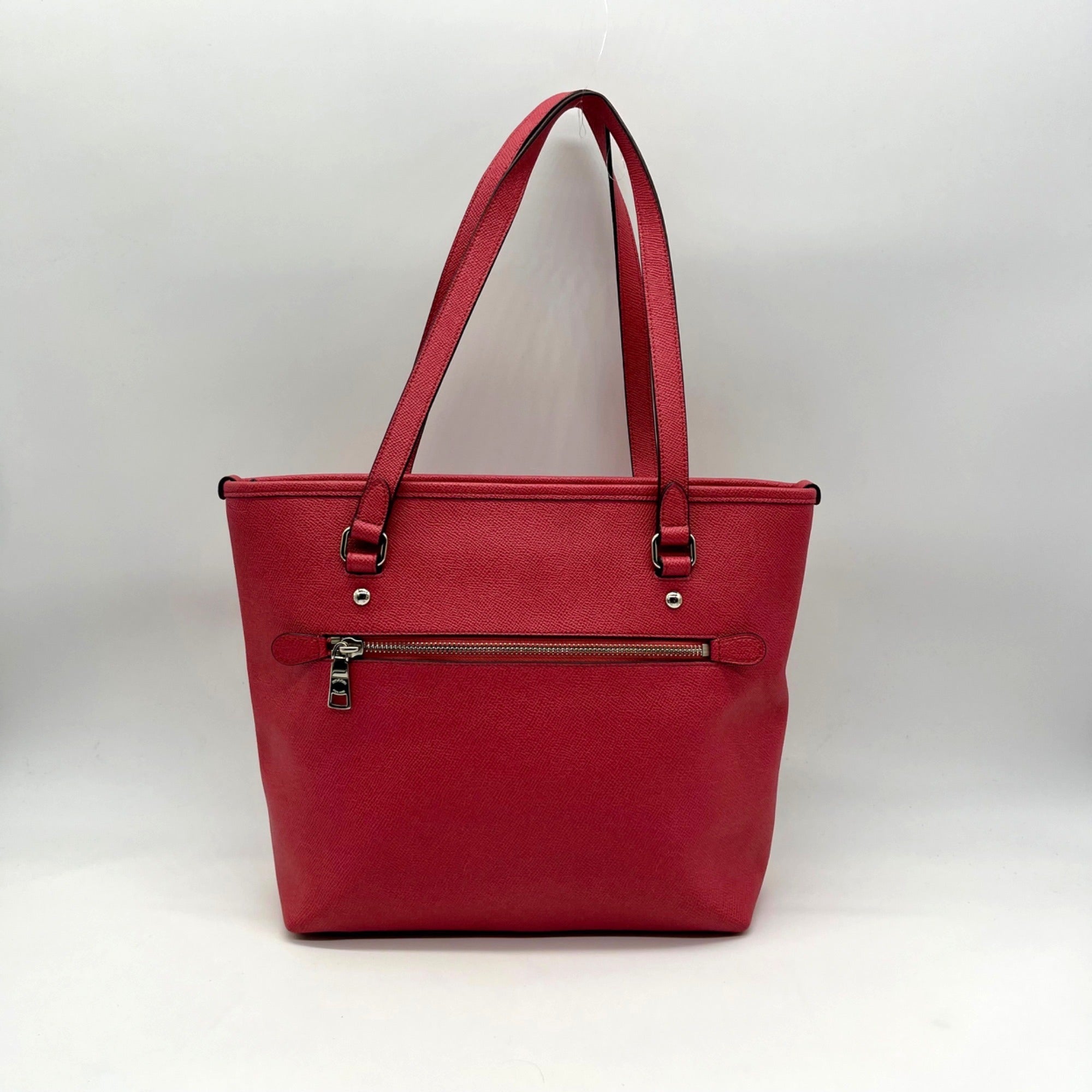 Coach Pink Pebbled Leather Zip Top Tote Bag F57789