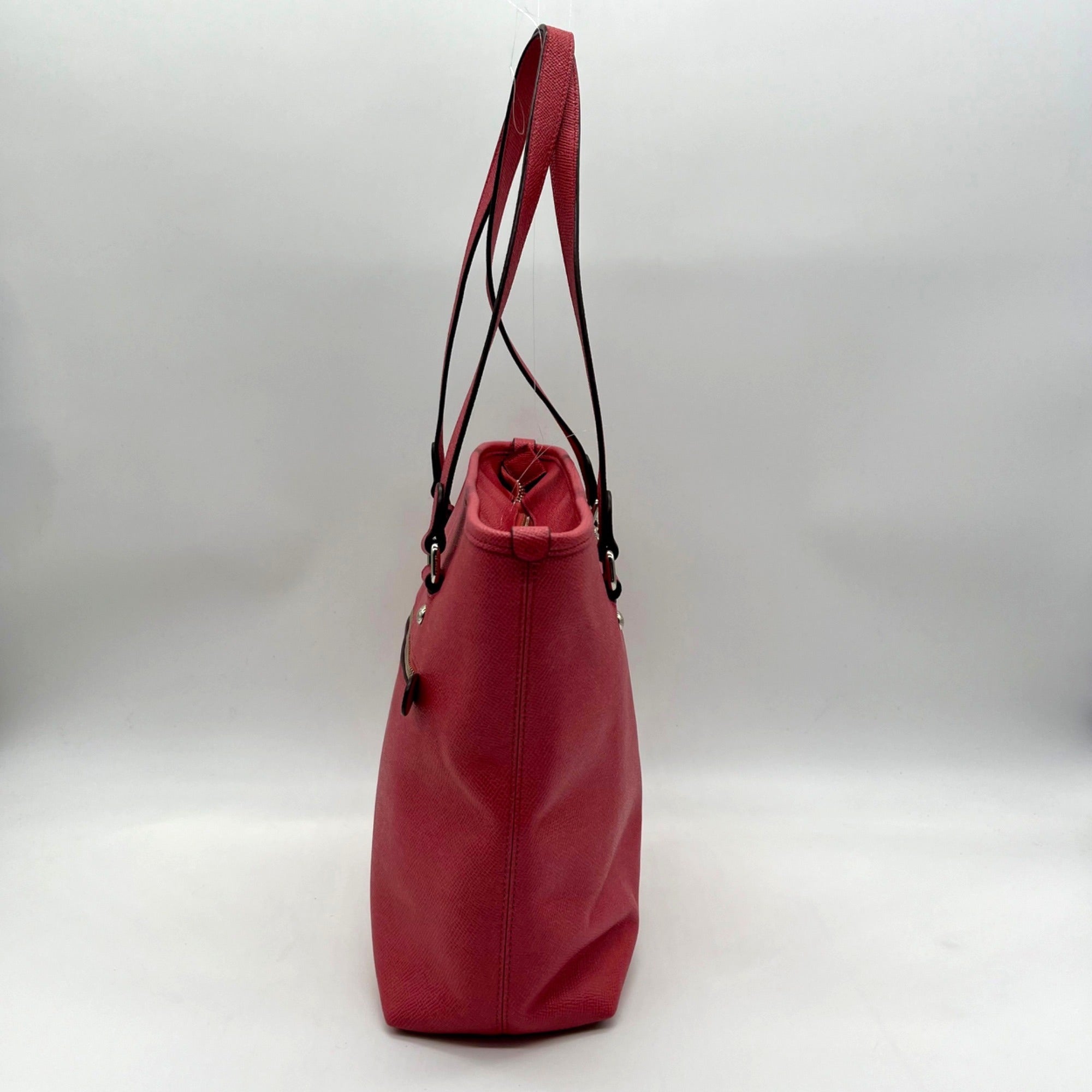 Coach Pink Pebbled Leather Zip Top Tote Bag F57789