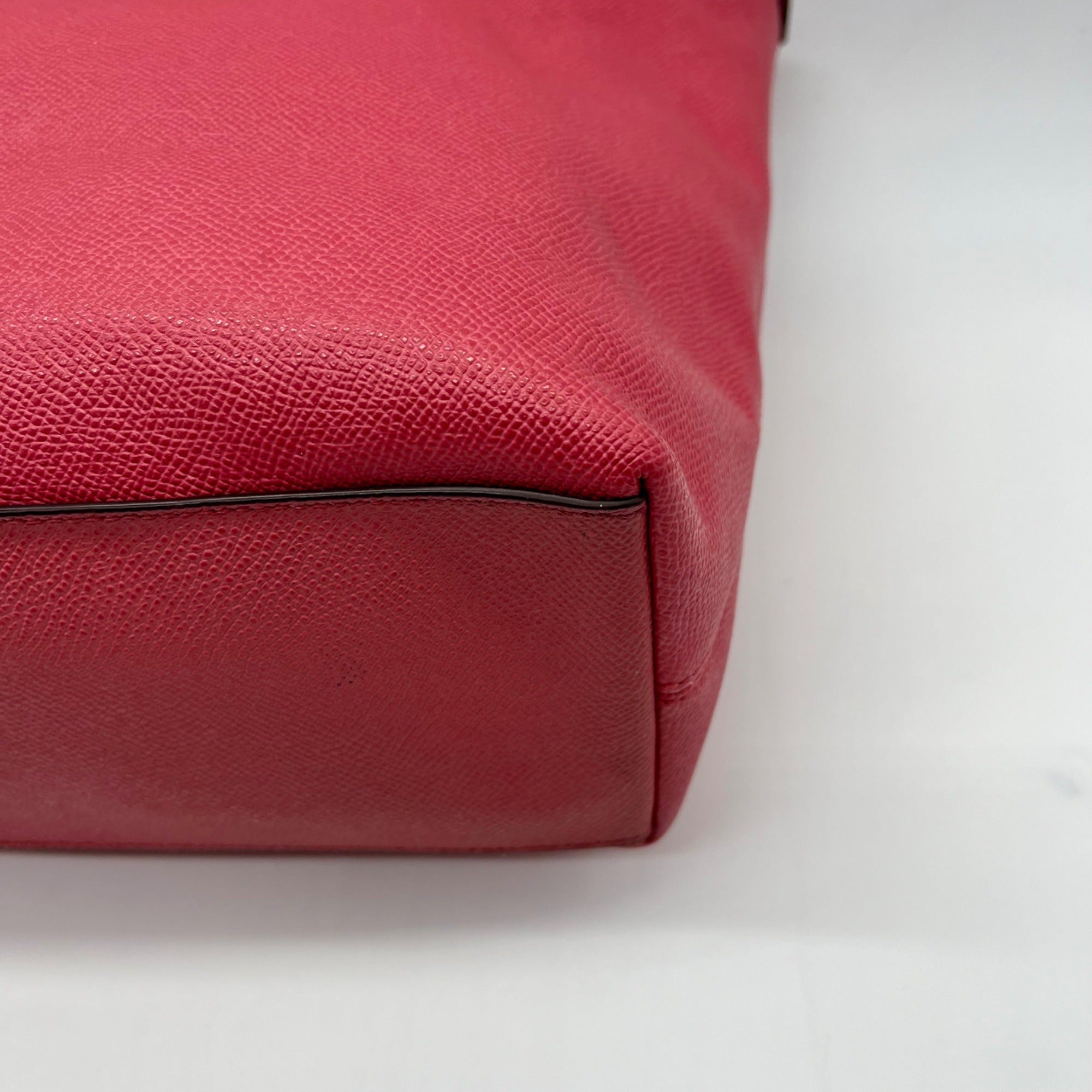 Coach Pink Pebbled Leather Zip Top Tote Bag F57789