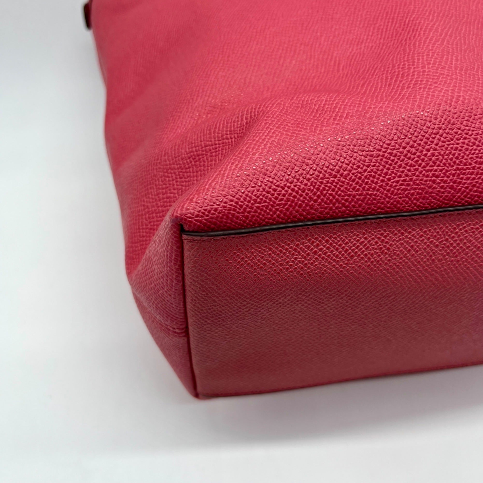 Coach Pink Pebbled Leather Zip Top Tote Bag F57789