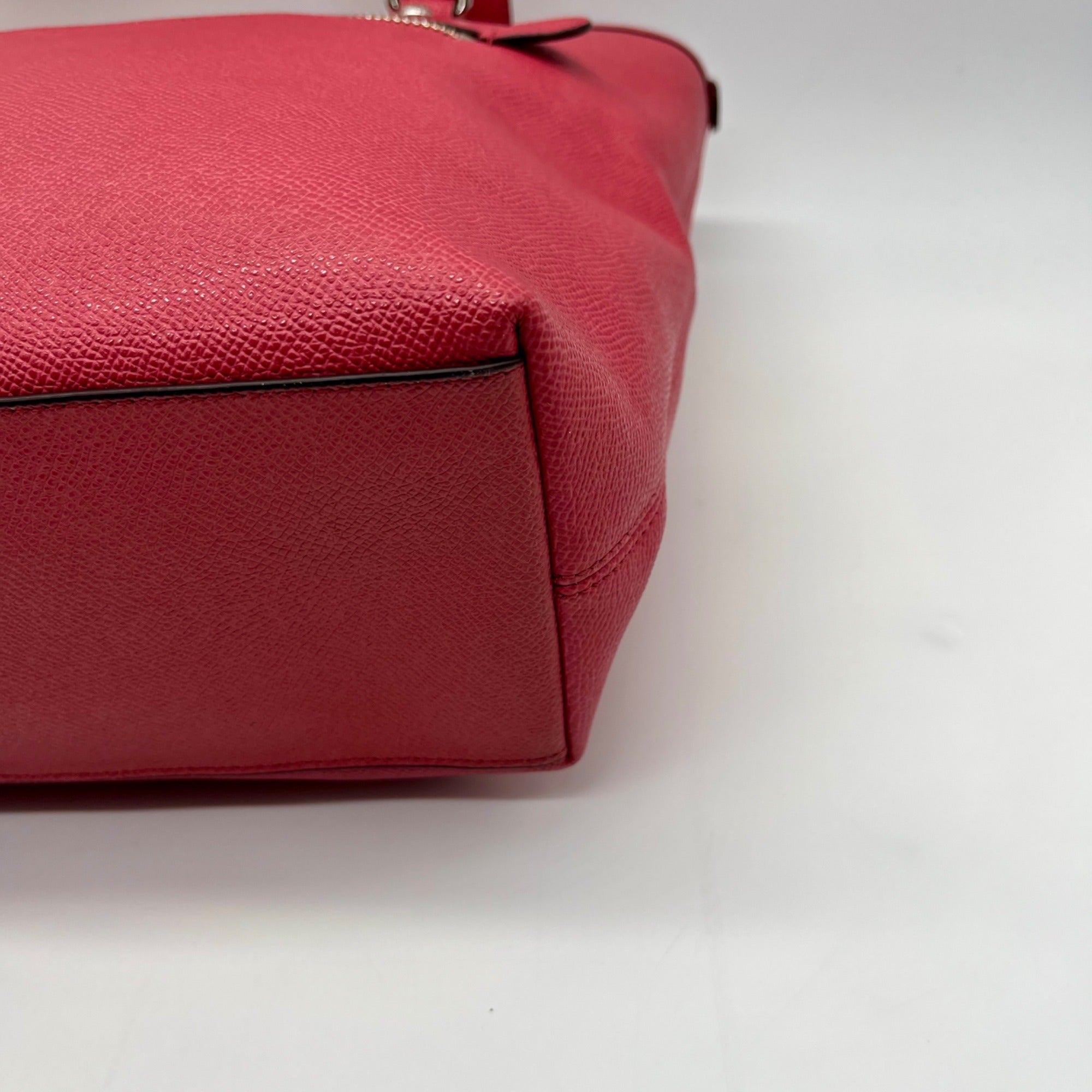 Coach Pink Pebbled Leather Zip Top Tote Bag F57789