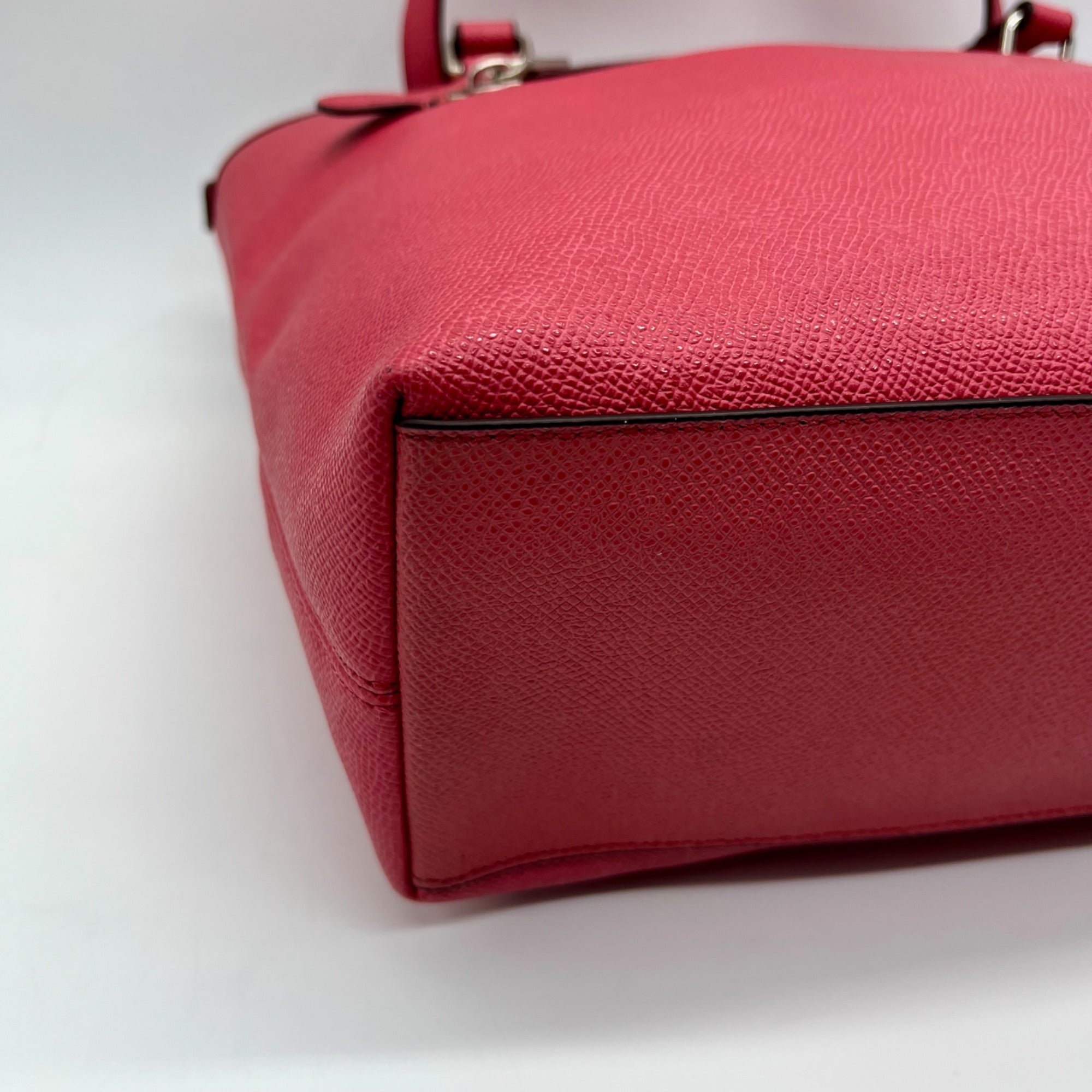 Coach Pink Pebbled Leather Zip Top Tote Bag F57789