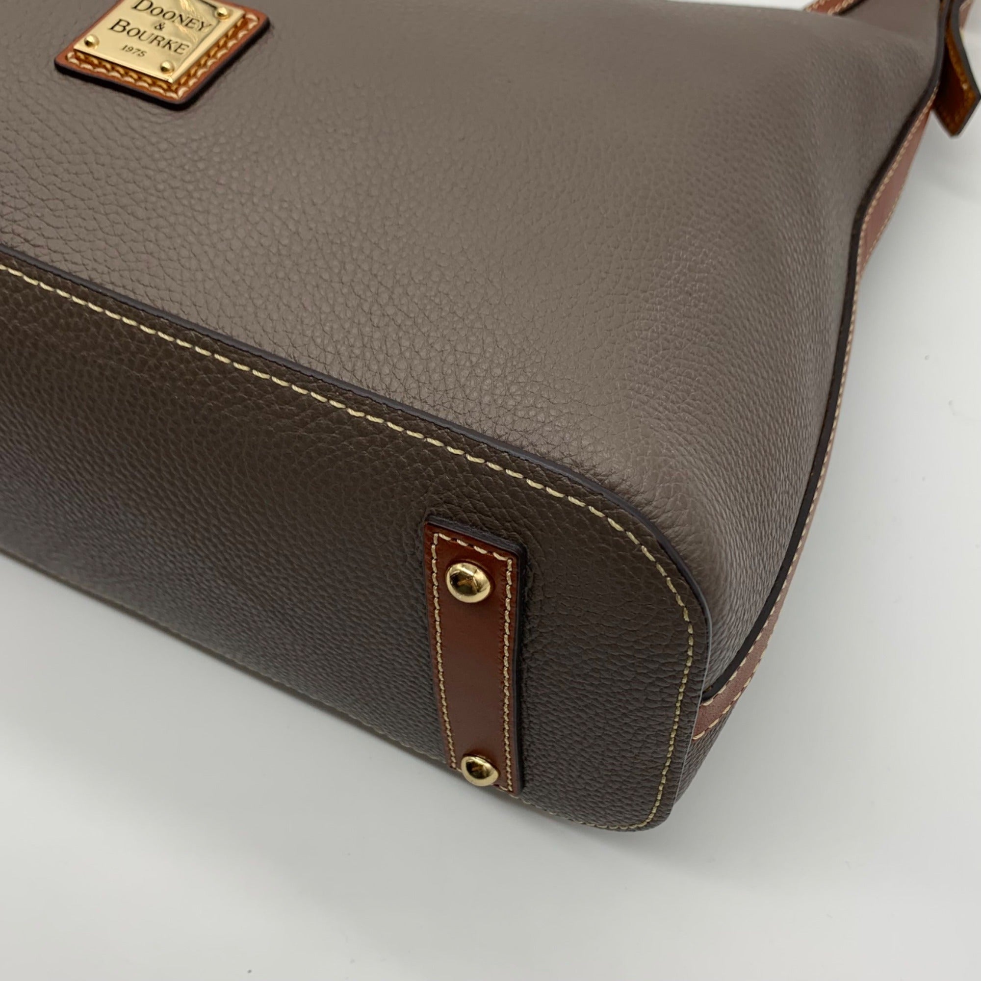 Dooney &amp; Bourke Gray Pebbled Grain Leather Hobo Shoulder Bag