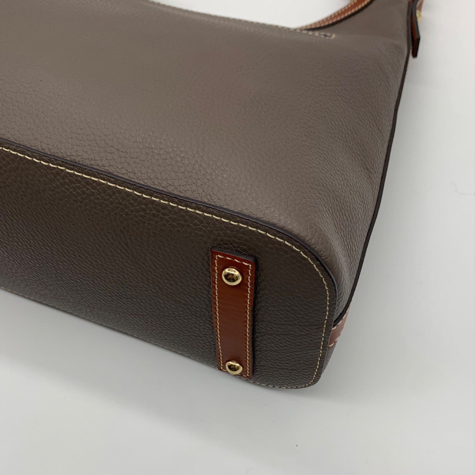 Dooney &amp; Bourke Gray Pebbled Grain Leather Hobo Shoulder Bag