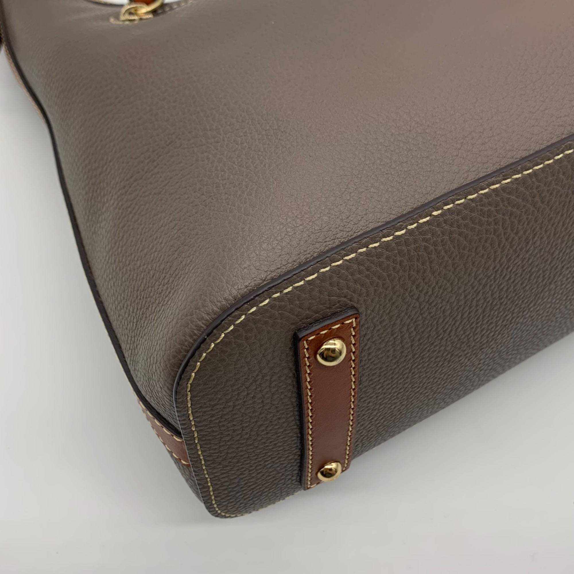 Dooney &amp; Bourke Gray Pebbled Grain Leather Hobo Shoulder Bag