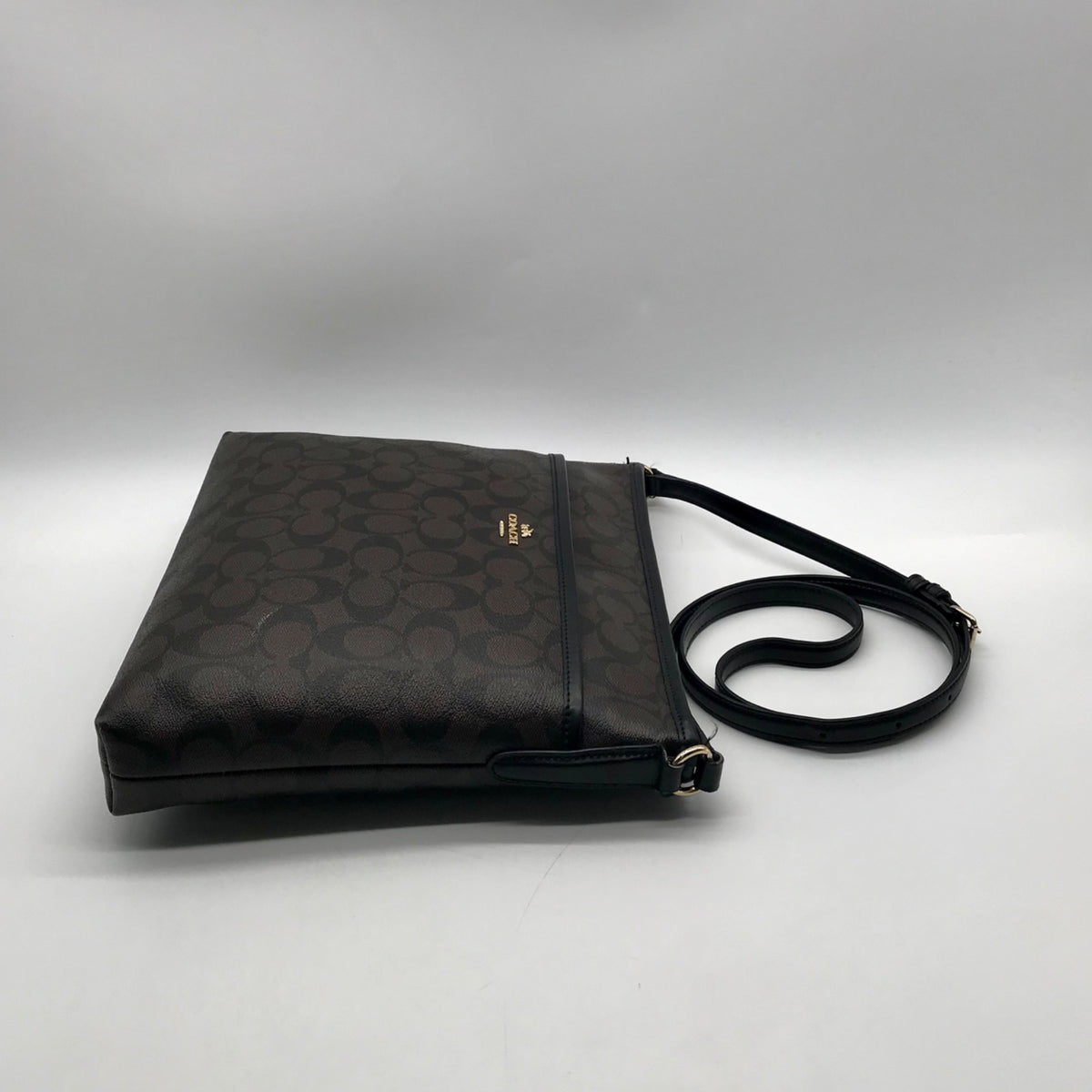 Coach Brown Signature Coated Canvas File Crossbody Bag