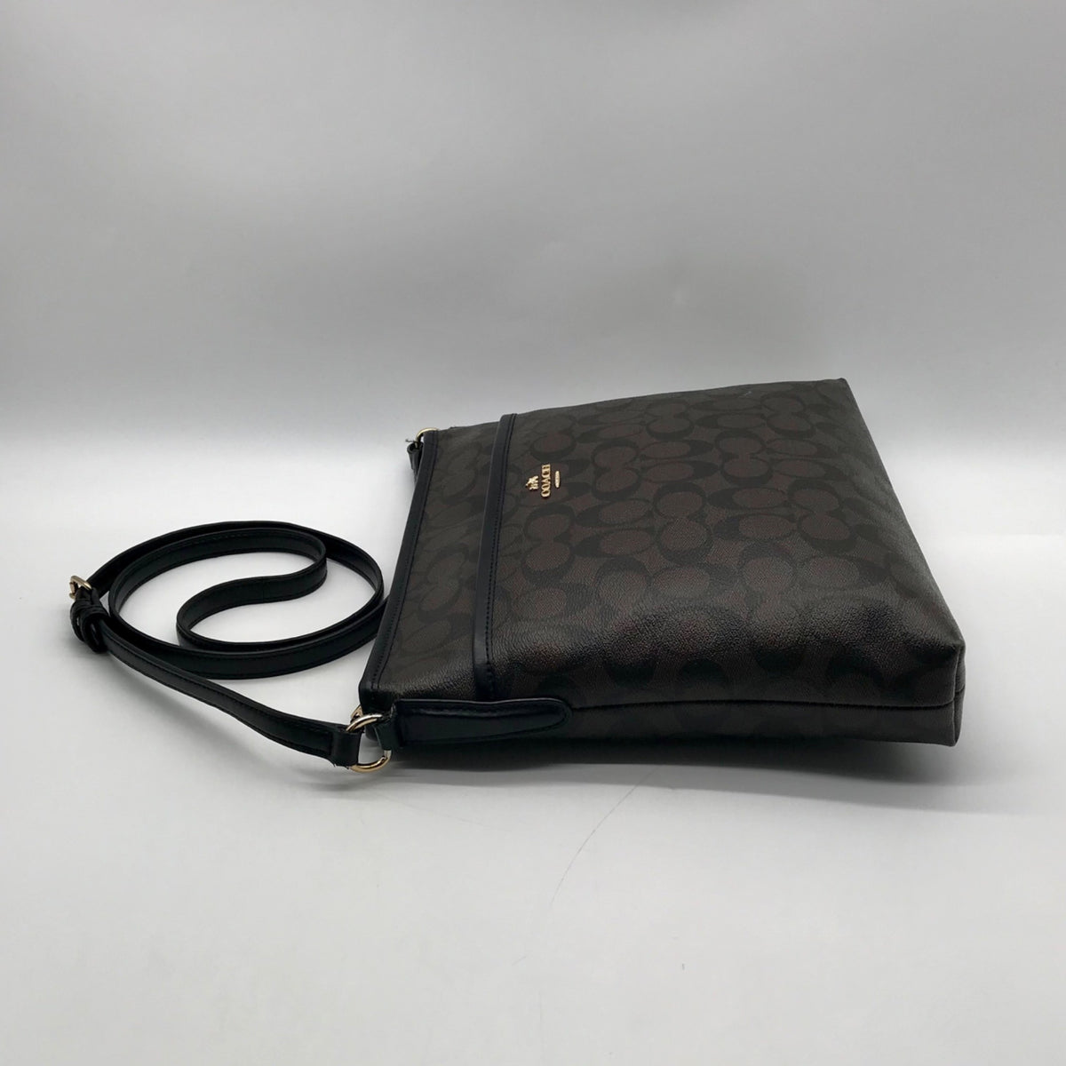 Coach Brown Signature Coated Canvas File Crossbody Bag