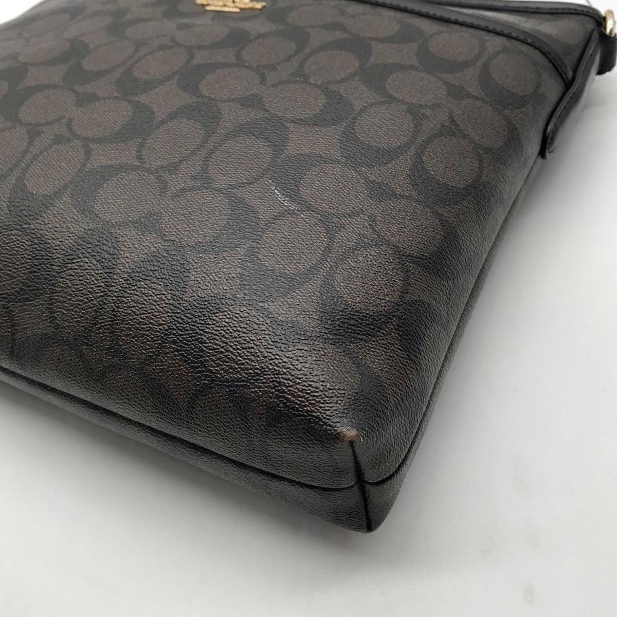 Coach Brown Signature Coated Canvas File Crossbody Bag