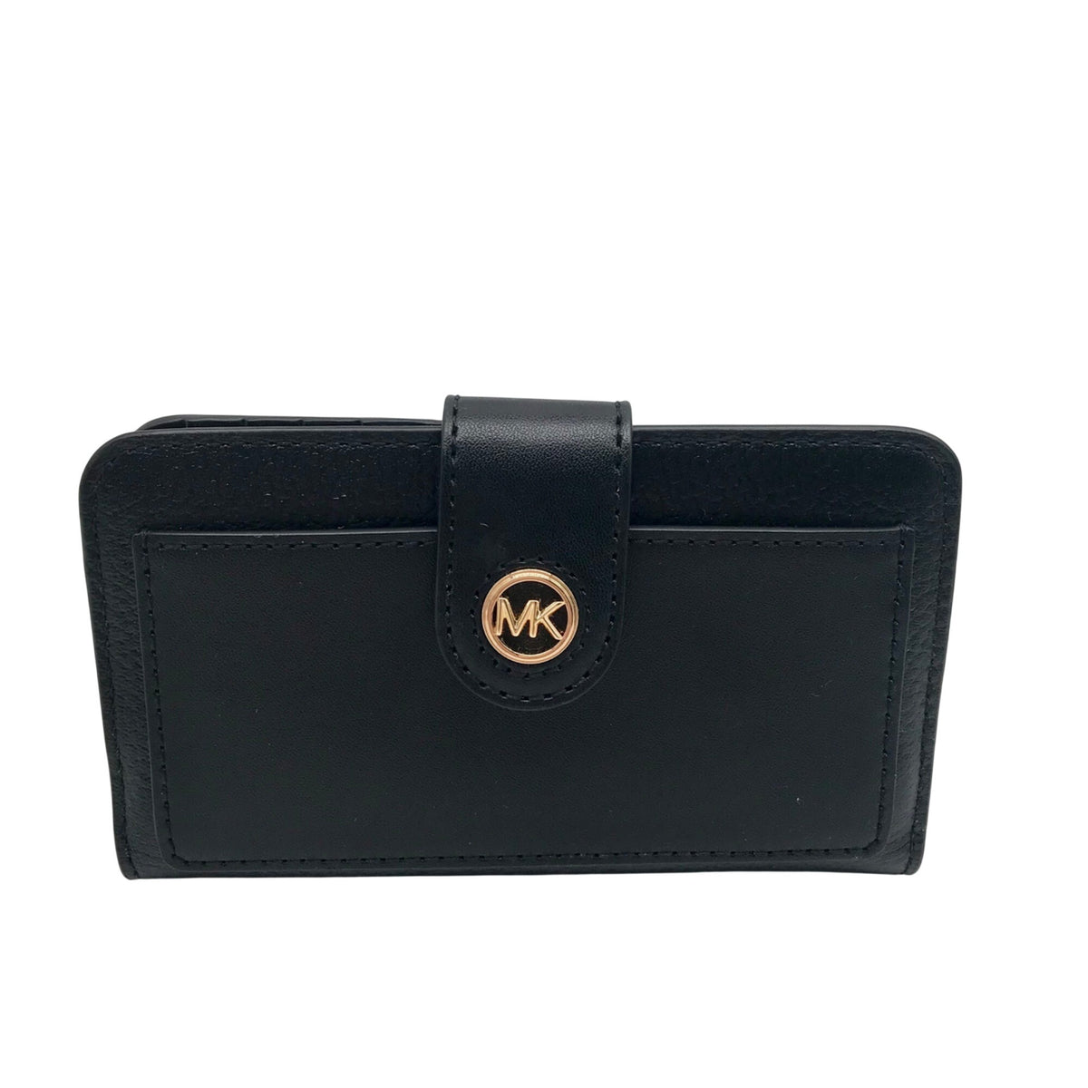 Michael Kors Black Leather Charm Medium Tab Bifold Wallet