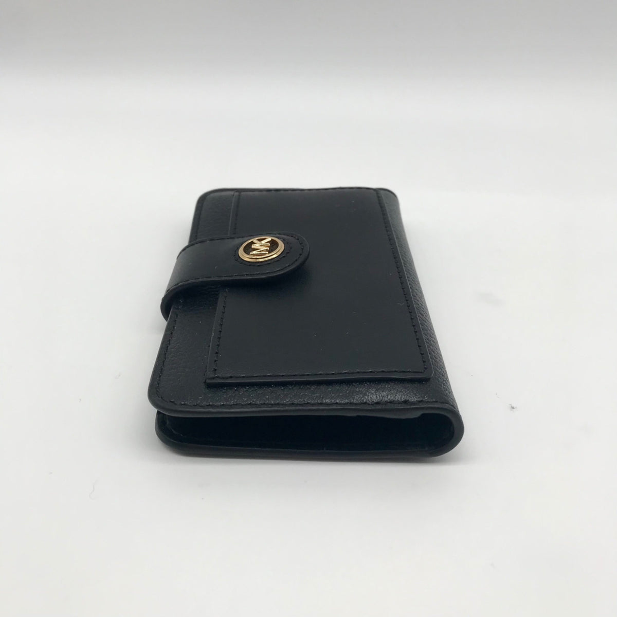 Michael Kors Black Leather Charm Medium Tab Bifold Wallet