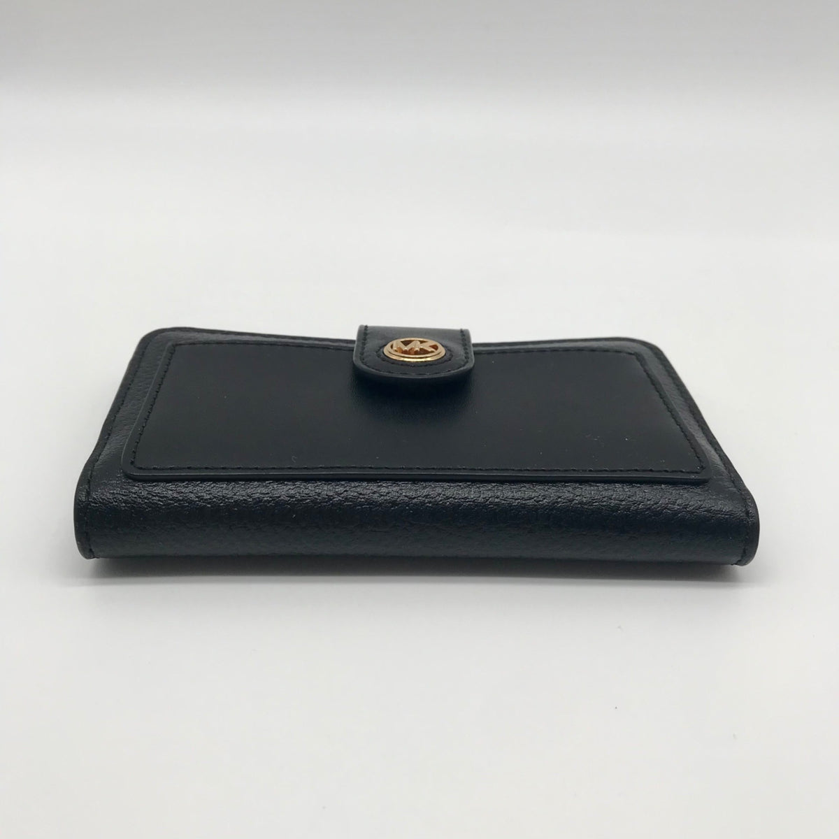 Michael Kors Black Leather Charm Medium Tab Bifold Wallet