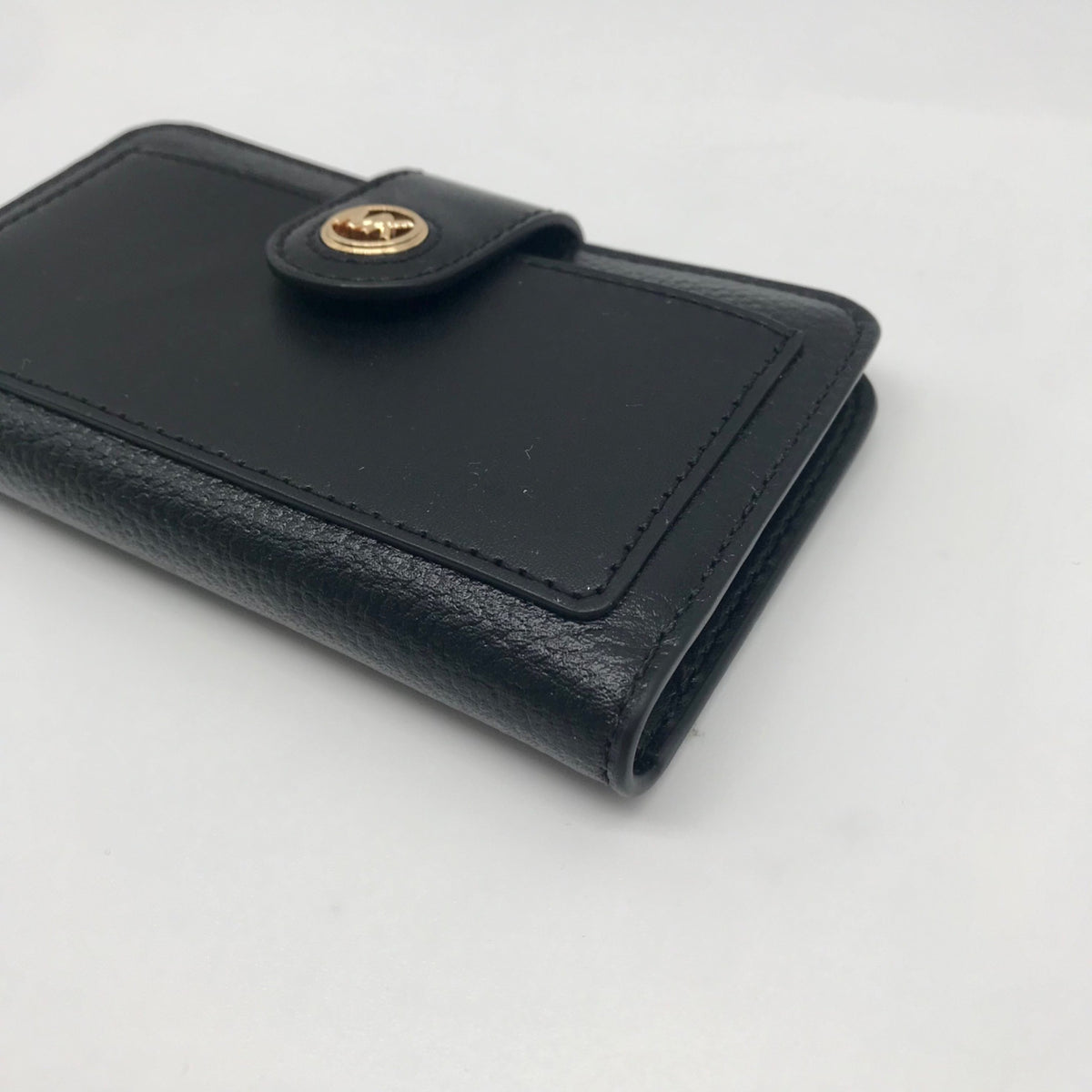 Michael Kors Black Leather Charm Medium Tab Bifold Wallet
