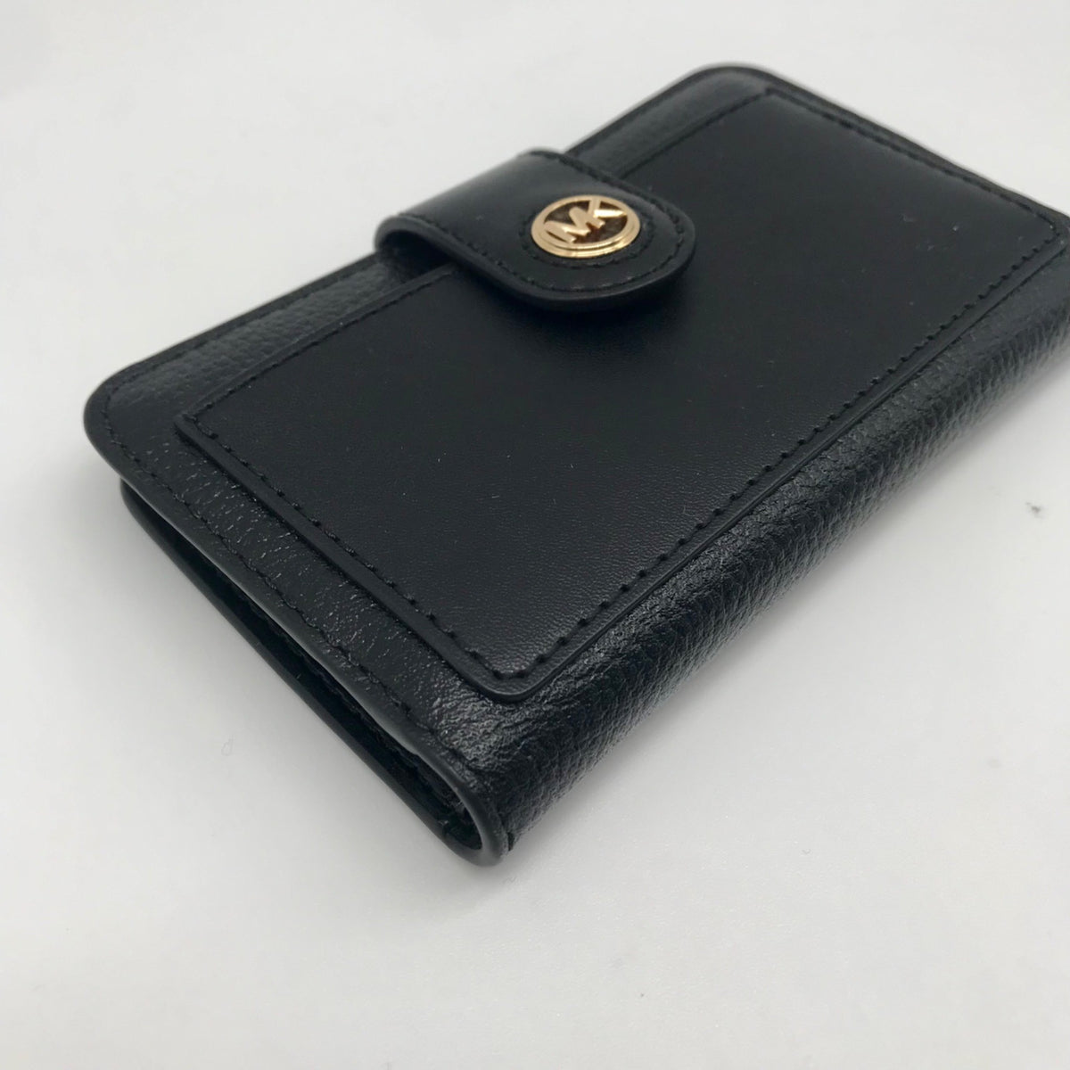 Michael Kors Black Leather Charm Medium Tab Bifold Wallet