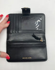 Michael Kors Black Leather Charm Medium Tab Bifold Wallet
