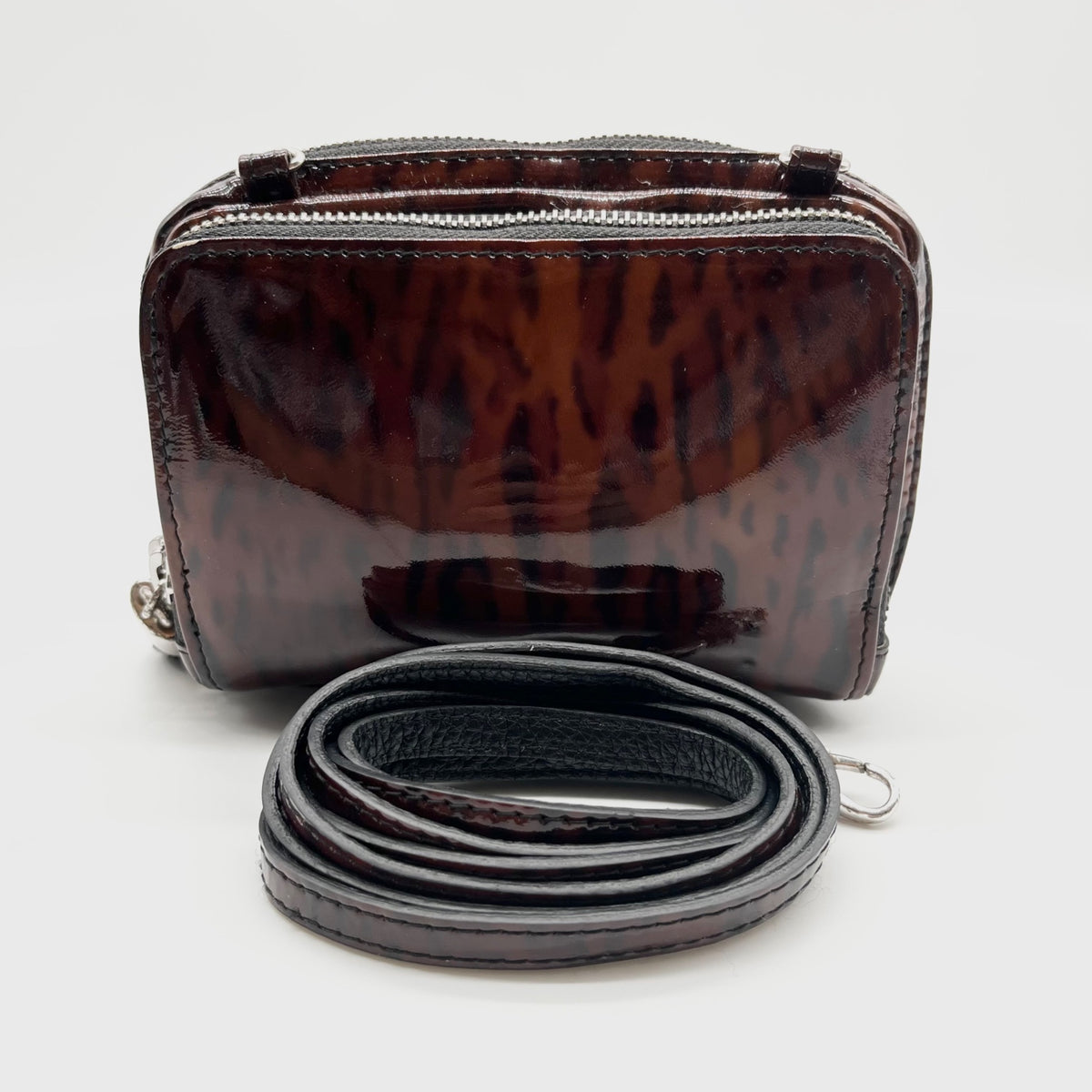 Brighton Brown Wild Tiger Patent Leather Brazos Crossbody
