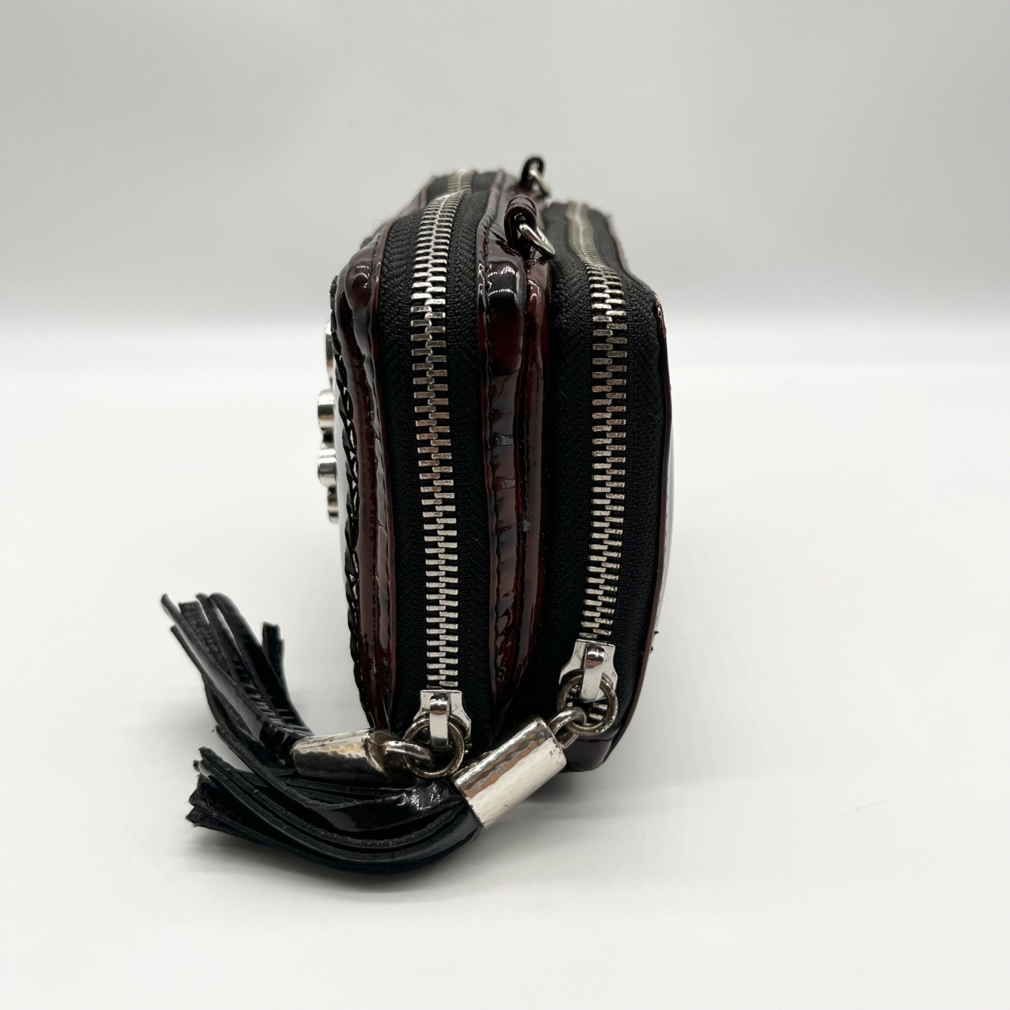 Brighton Brown Wild Tiger Patent Leather Brazos Crossbody