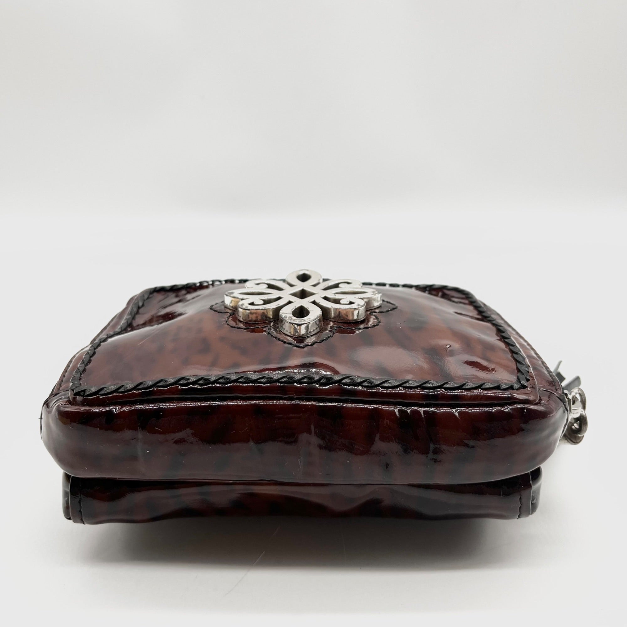 Brighton Brown Wild Tiger Patent Leather Brazos Crossbody